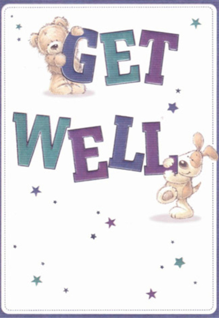 Brimming with friendly optimism and gentle reassurance, this get well card draws from the spirited, care-filled atmosphere of Shepherd's Bush. The illustration puts a cuddly bear-soft and plush, as if just lifted off the shelf at a local shop-balancing atop the bold, colourful 'GET', while a playful floppy-eared puppy props up the word 'WELL' in a dynamic display of affection and encouragement. Mighty lettering in layered shades of indigo, purple, and aqua grounds the design, with painterly shading that hints at the richness of an expertly assembled bouquet ready for delivery from Shepherd's Bush Flowers on busy Shepherd's Bush Market days. Swirling star shapes in vibrant blues and deep violets drift like good wishes, casting a magical lightness over the whole composition. The fine brushwork depicts fur so soft and inviting one can almost feel its coziness-tactile and heartening, much like the comfort of flowers received in difficult times. This card, both luminous and emotionally sincere, captures the spirit of togetherness and support cherished across the Shepherd's Bush community, making it an ideal pairing with a thoughtfully arranged bouquet for someone's healing journey.
