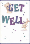Glowing with welcome and encouragement, this illustrated get well card brings to mind the warmth and resilience of Shepherd's Bush. A charming teddy bear, plush and inviting, sits atop large, lively letters that spell out 'Get,' its gentle gaze paired with the joyful energy of a floppy-eared puppy cradling 'Well' below. Both characters are depicted with soft, rounded forms and expressive features that speak of care and hope. Across the crisp cream background, indigo and aqua letters pop, while scattered stars of varying blues and purples add a whimsical, healing spirit-much like the joy of fresh flowers arriving from a trusted Shepherd's Bush florist. The soft brushwork suggests a tactile comfort, inviting touch and connection. Reminiscent of cards delivered with fragrant bouquets to Wood Lane or beside Shepherd's Bush Green, this card combines heartfelt sentiment with visual delight-perfect for sending gentle wishes and sincere kindness to anyone in need of recovery in the heart of West London.